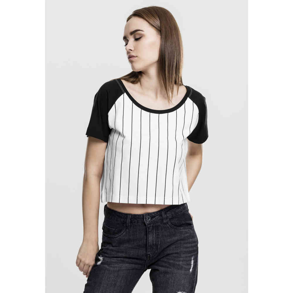 Urban Classics - Baseball Crop top - Blanc/Noir